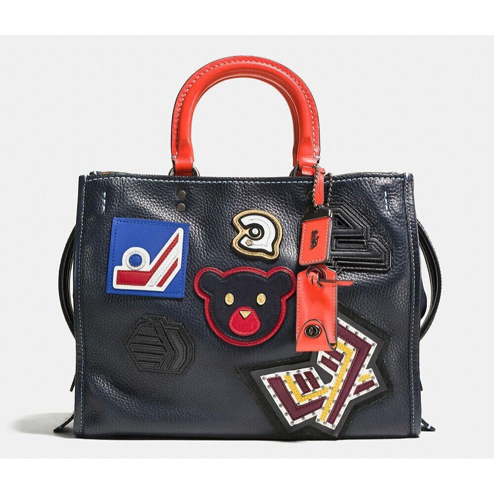 Coach 1941 Varsity Patch Rogue Bag Navy orange